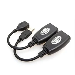 2Pcs New USB to RJ45 LAN Cable Extension Adapter Extender A Distance Of Up To 50M Support For Over Cat5 RJ45 Cat6 Patch Cord