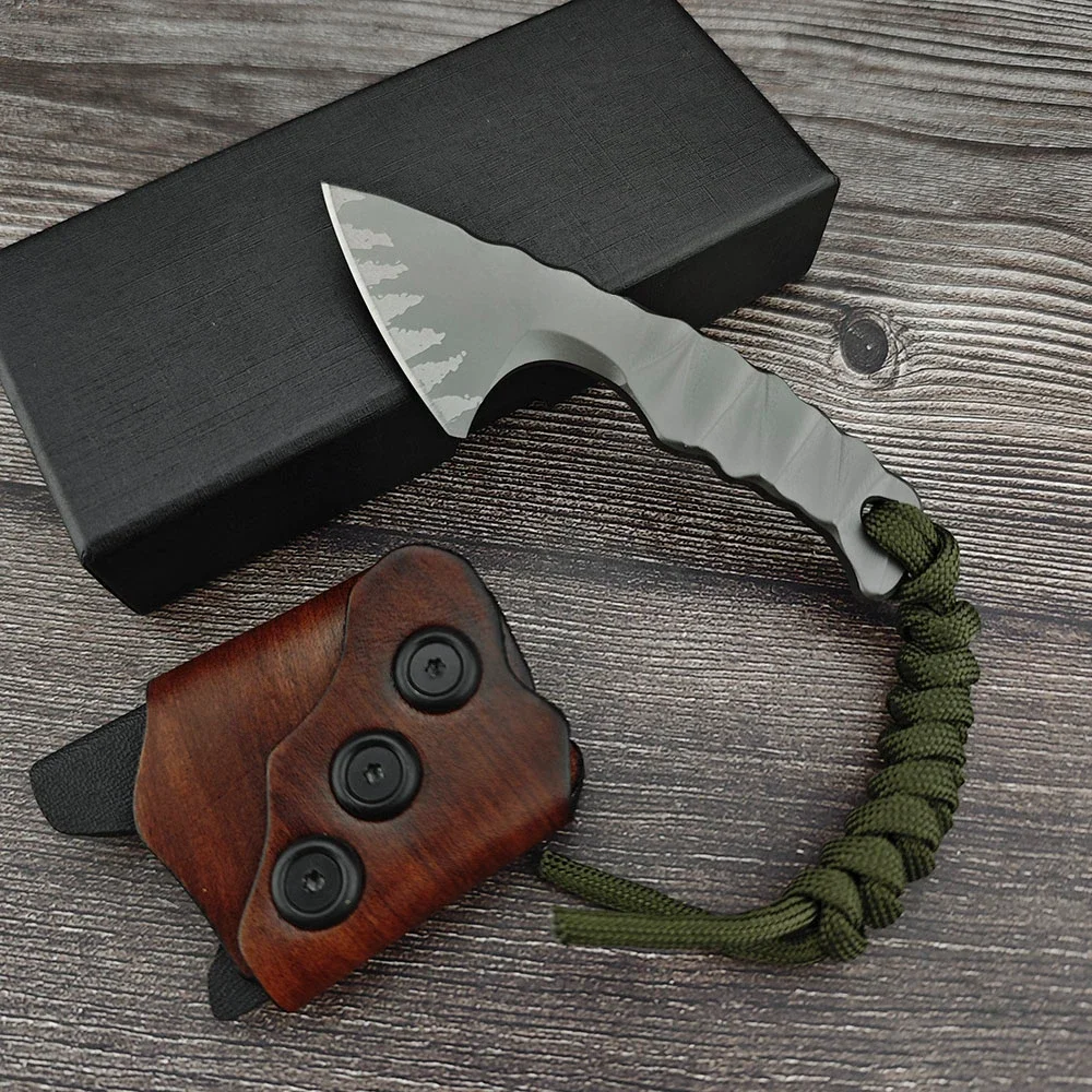 

Outdoor Survival Small Straight Knife D2 Steel High Hardness Fixed Blade Wilderness Adventure Small Axe Multifunctional Tools