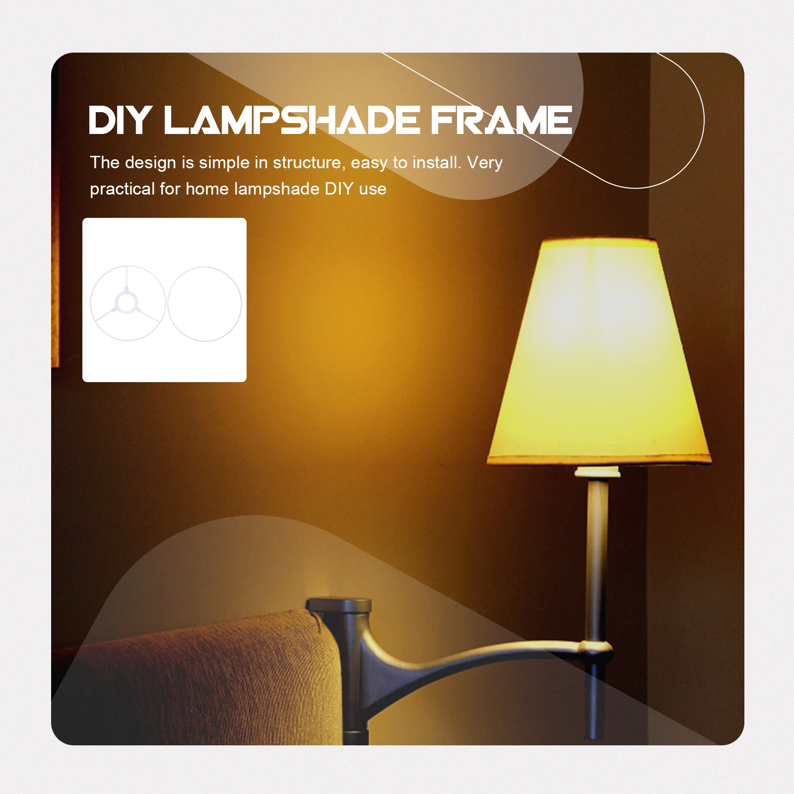 

2Sets Iron Lampshade Frame Elegant Simple Structure Practical DIY Supply for Pendant Floor Ceiling Light Frame