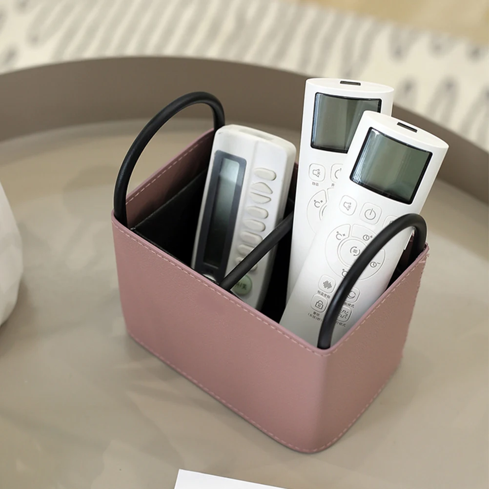 

Remote Control Storage Box PU Basket Desktop Snack Container ganizing Tray Sundries Holder Smooth Texture Portable