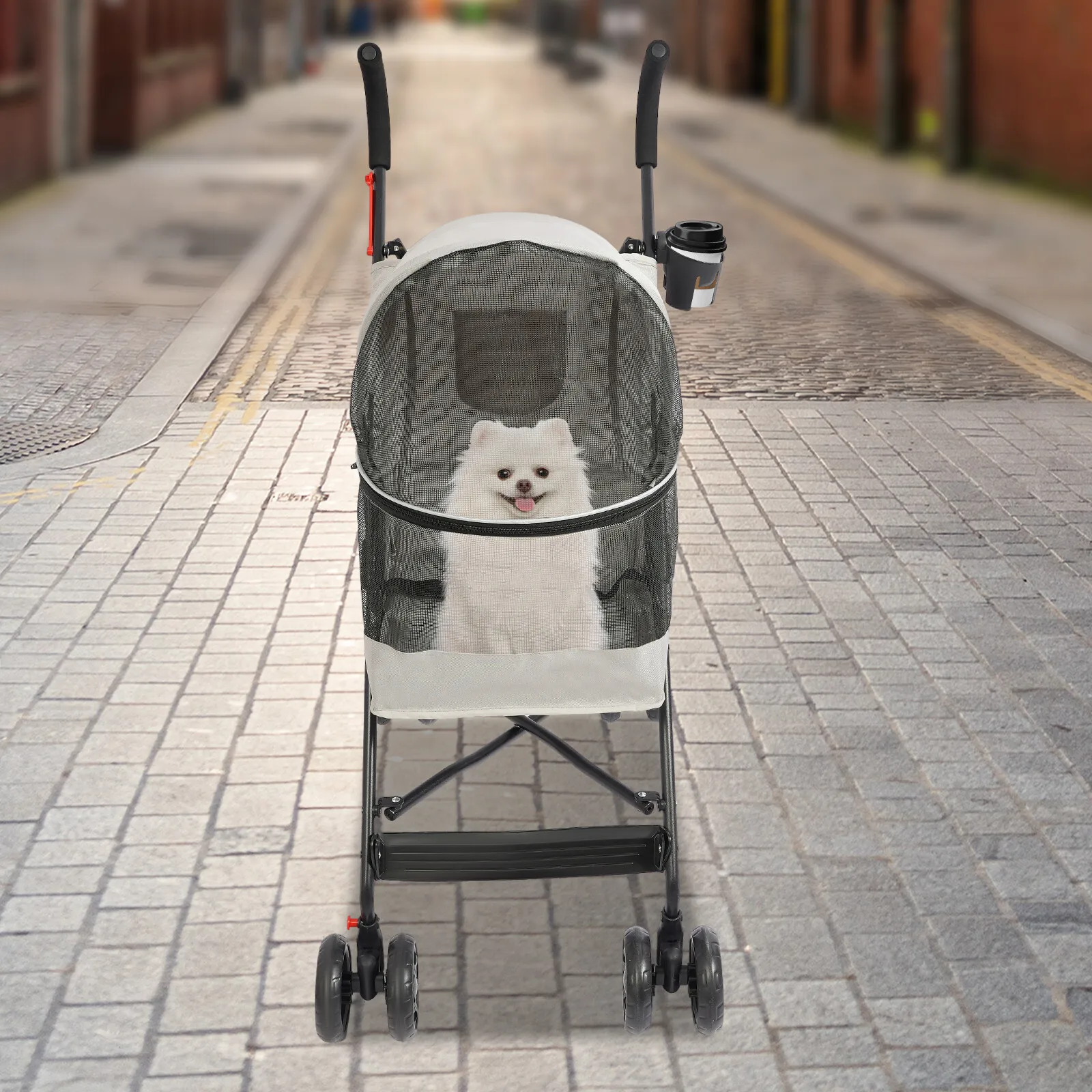 Passeggino da viaggio per cani da compagnia grigio da 10 kg/22 libbre Passeggino da viaggio pieghevole per cani/gatti di piccola e media taglia