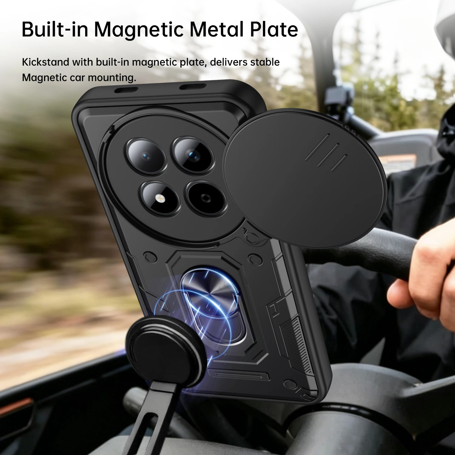 For Xiaomi Redmi Note 15 Pro+ 5G Case Armor Slide Lens Protect Phone Cover for Redmi Note15Pro 5G Car Magnetic Holder Ring Funda view 5