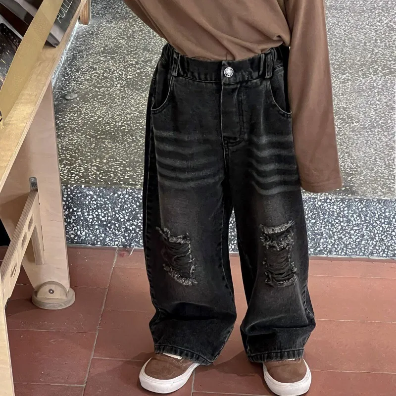 

New Children Loose Pants Fashion Boys Wide Leg Pants Kids Denim Trousers Baby Girl Denim Pants Boys Jeans 90-140cm