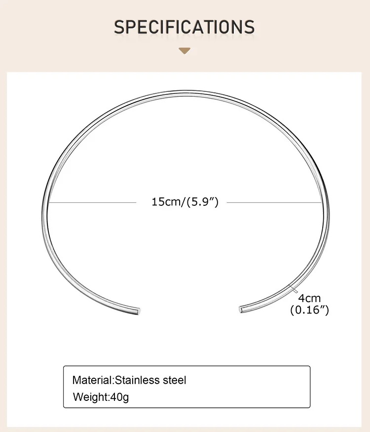 Halstulpe für Damen, offener Kragen, verstellbare Halsband-Drehmomente-Halskette, einfacher Edelstahl-Schmuck – Detail 3
