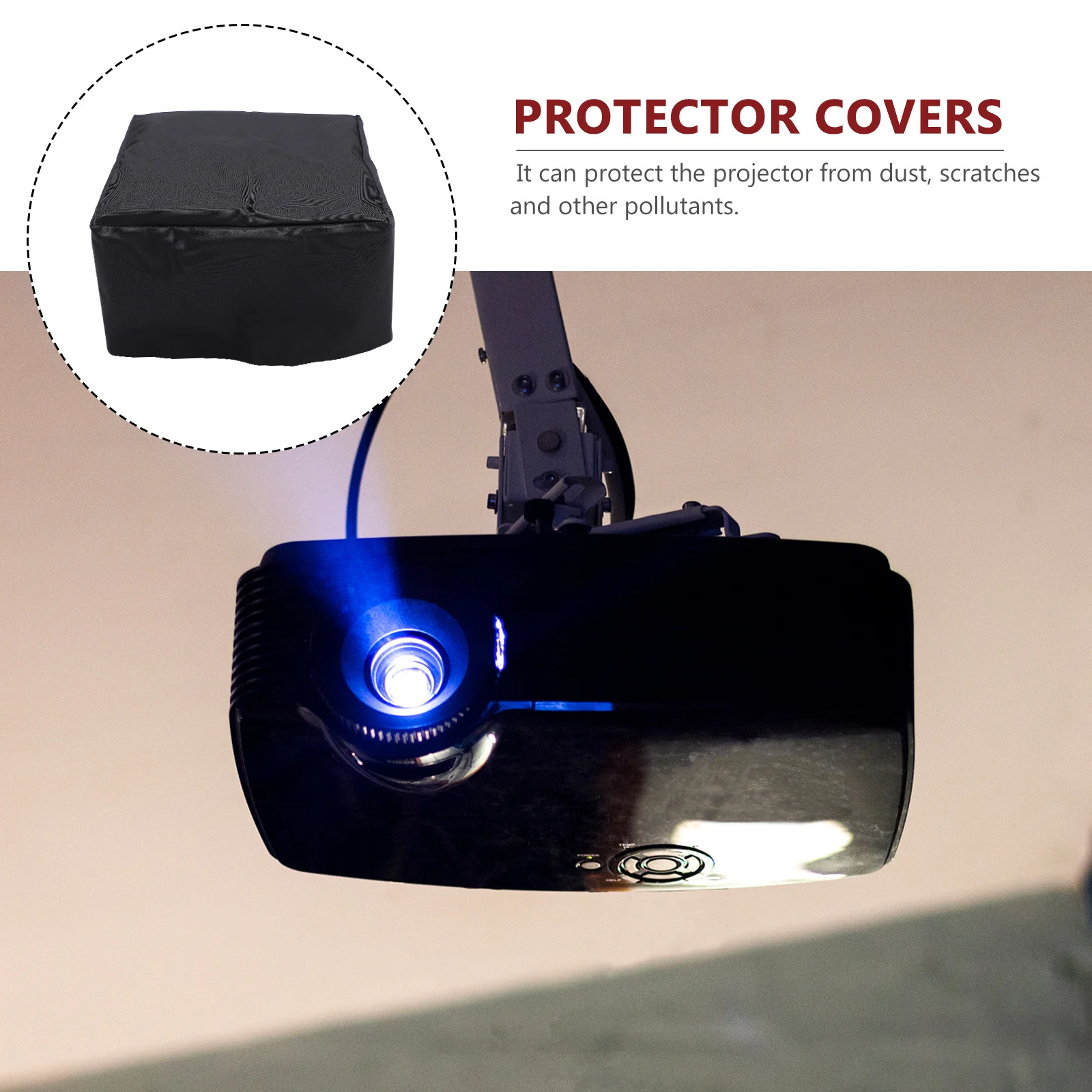 

1pc Waterproof Projector Cover Black For Dustproof Protection Furniture Covers Foldable Storage Drawcord Design