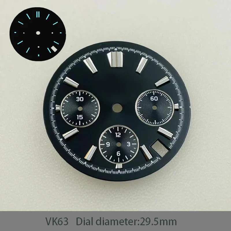 For VK63 Panda Dial Diameter 29.5mm BGW9 Blue Green Luminous Diver's Watch Quartz Movement Watch Accessories