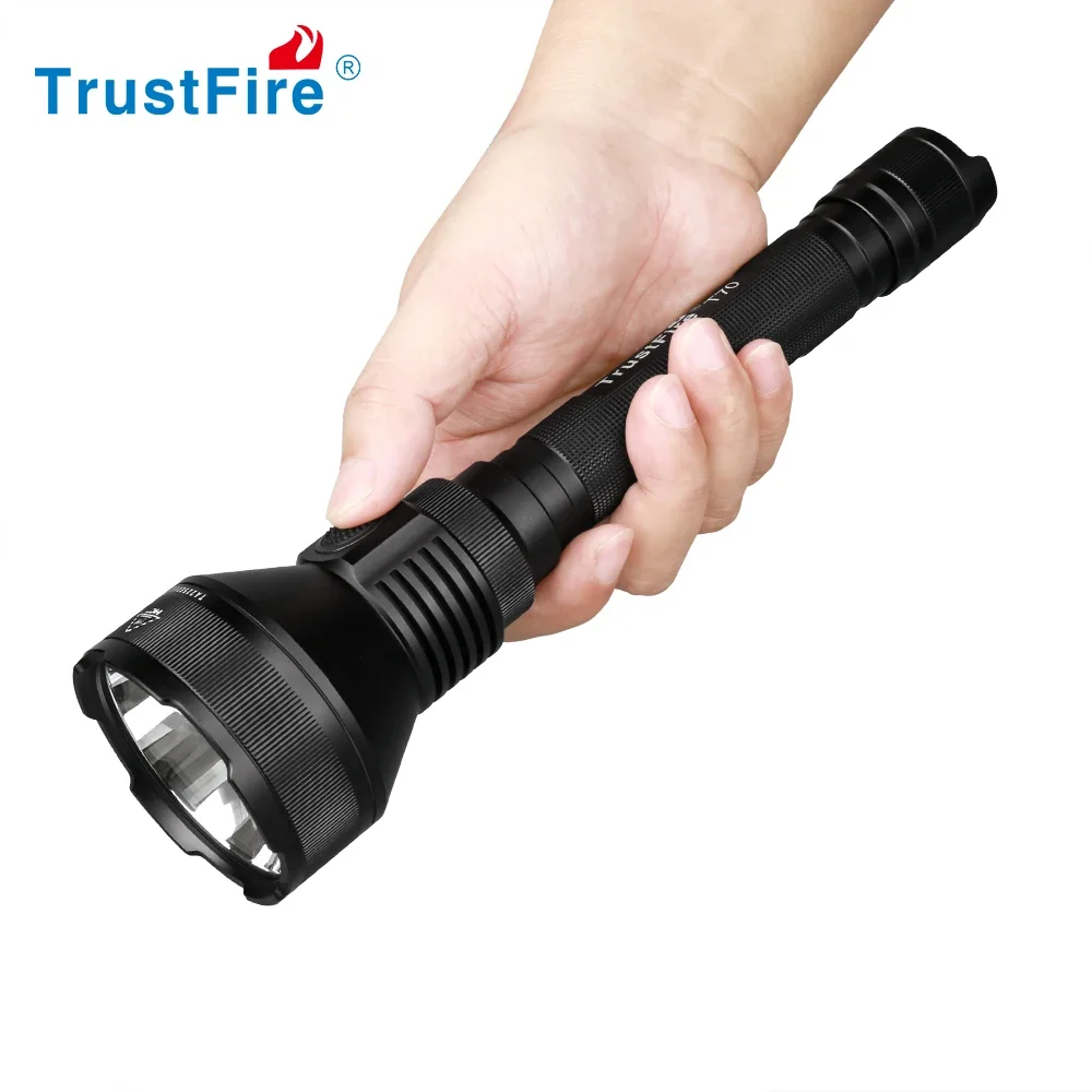 trustfire lanterna led de caca ultra poderosa refletor tatico tocha para busca busca acampamento t70 2300lm alcance de 1km 18650 01