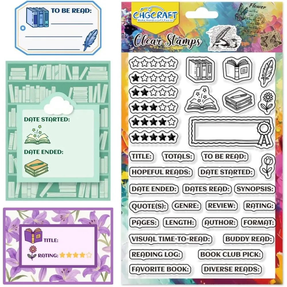 Reading Notes Clear Stamps Books Transparent Stamps Stars Clear Stamp Seals for DIY Scrapbooking Photo Album Decoration