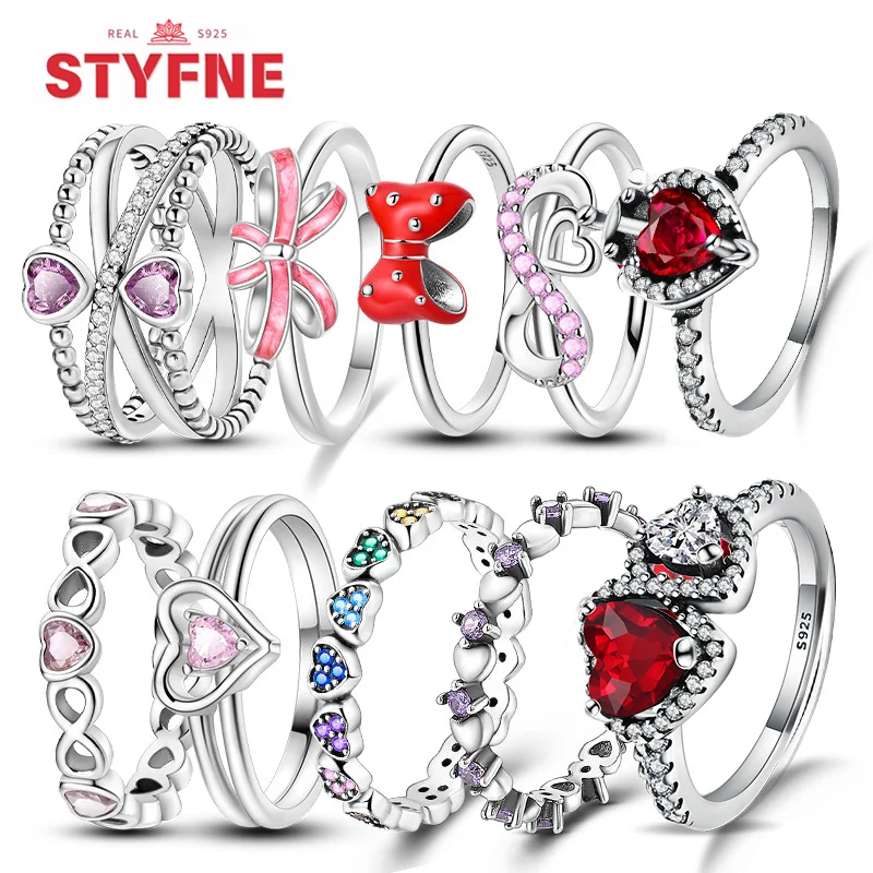 

925 Sterling Silver Heart Series Rings Simple Luxury Exquisite Women's Classic Shining Charm for Women Jewelry Festival Gift