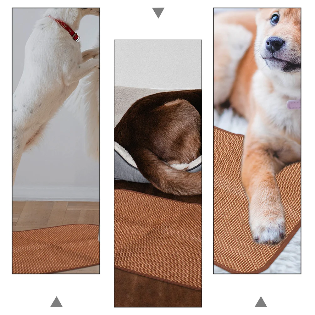 

2Pcs Dog Summer Sleeping Mat Premium Breathable Kennel Straw Mat for Pets Comfortable Cooling Dog Bed Summer Cushion