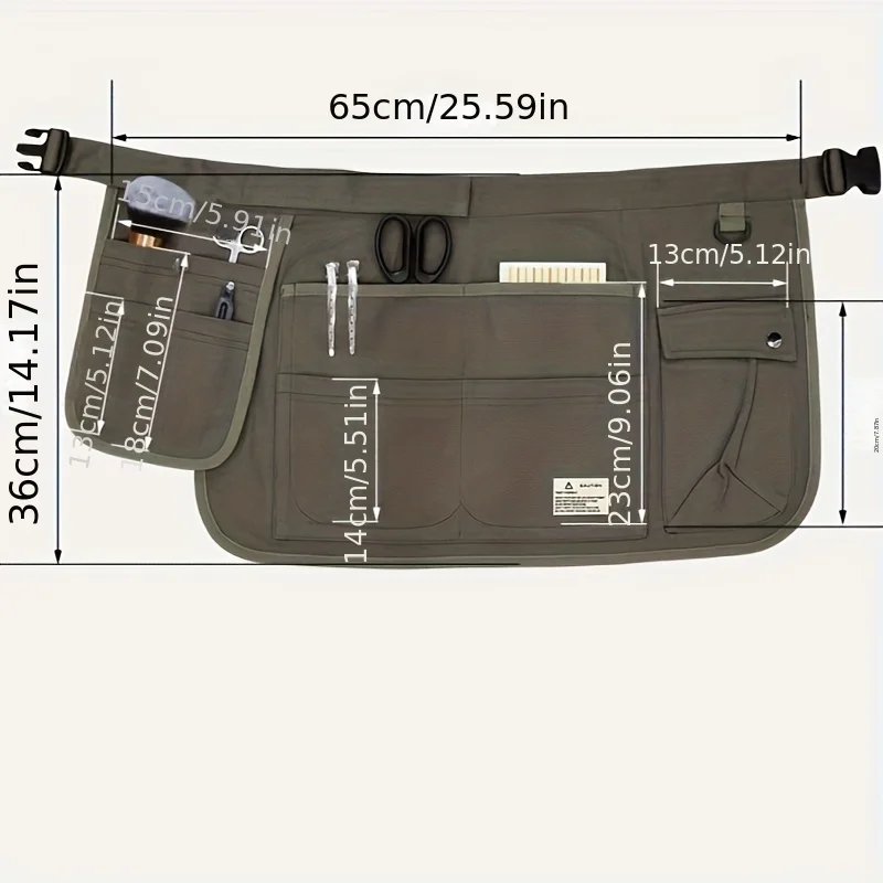 1pc Multi-Pocket Canvas Tool Apron for Gardening, Industrial Work, and Hairdressing