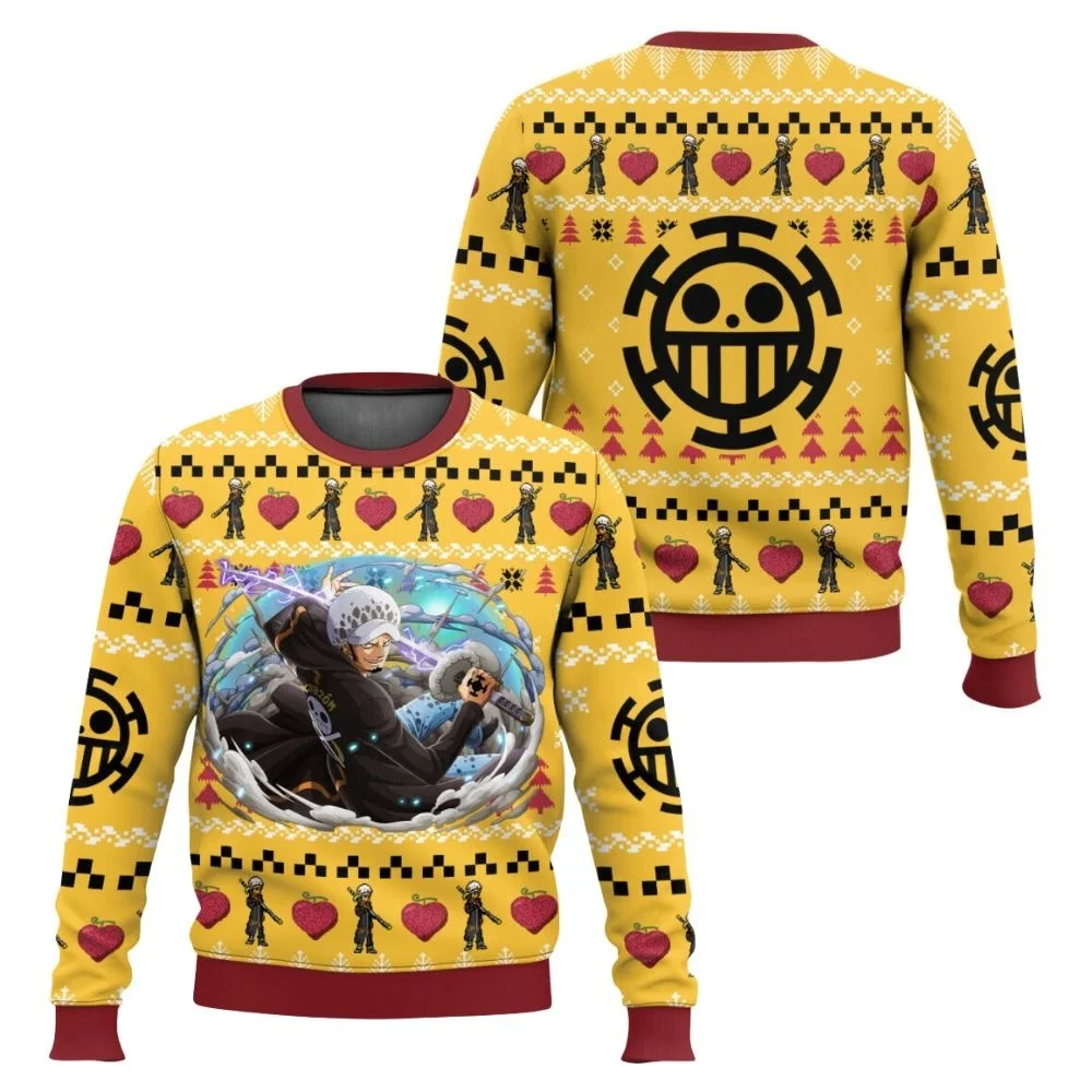 가을과 겨울 반다이 애니메이션 루피 솔론 요소 크리스마스 못생긴 옷 3D 프린트 성인 라운드 넥 후드 패션 의류