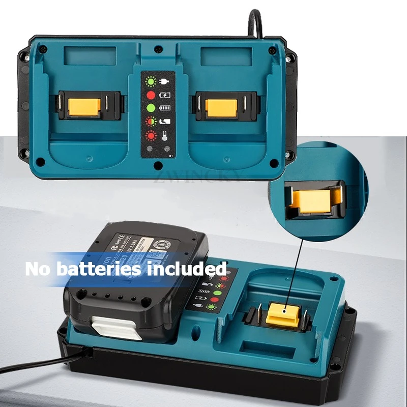 

Battery Charger for Makita 18V Battery 2-Port Charger Station Simultaneous Rapid Charging for Makita 14.4-18V Lithium Batteries