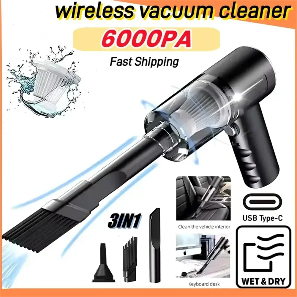 Wireless Car Vacuum Cleaner 9000Pa USB Charging 1200mAh Wet Dry Portable Handheld For Home Office Cleaning 2026 Portable Clean