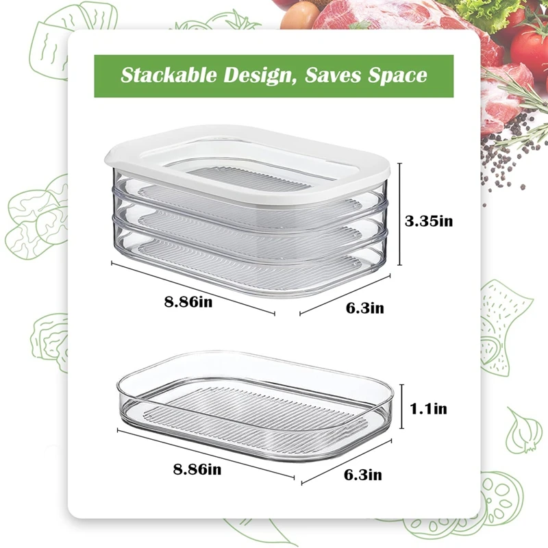 Food Storage Boxes With Lid For Delimeat, Bacon, Lunch Meat, Fruits,Vegetables,Cold Cuts And Fruits Storage Containers