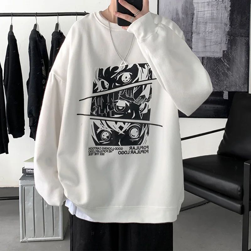 Autumn Men\'s Anime Harajuku Fashion Sweatshirt Casual Loose Long Sleeve Hoodie Male Clothing Couples streetwear Coats Tops