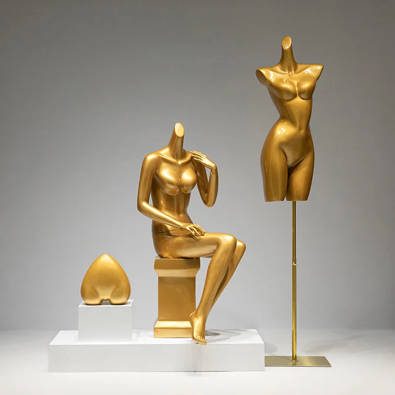 ランジェリーストアマネキン小道具衣料品店のウィンドウゴールド偽人間のブラジャーブラジャー下着モデルディスプレイラック全身