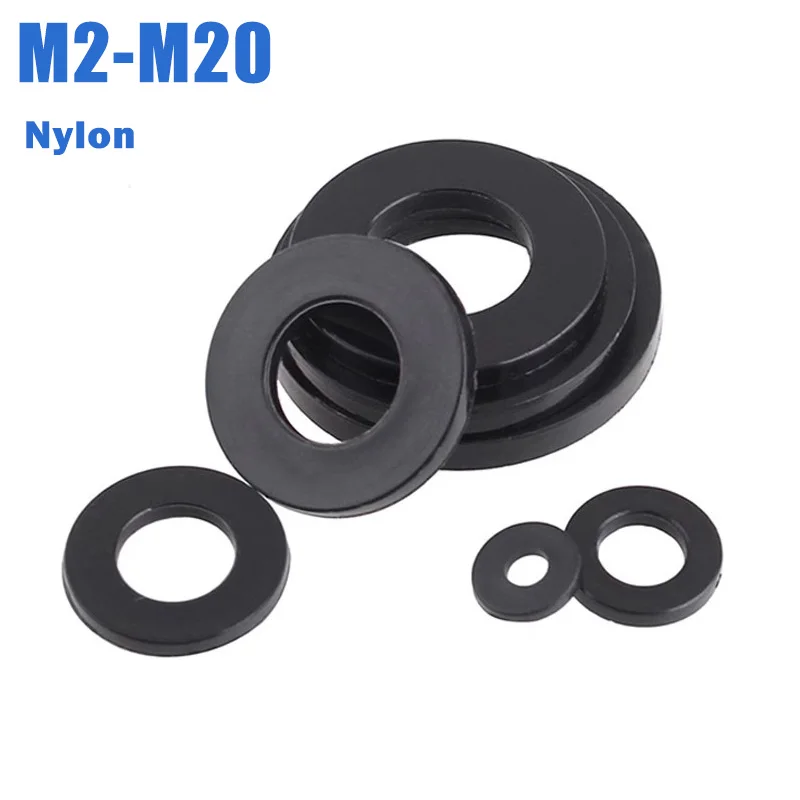 

M2 M2.5 M3 M4 M5 M6 M8 M10 M12 M14 M16 M18 M20 Black Nylon Flat Washer Plastic Insulation Spacer