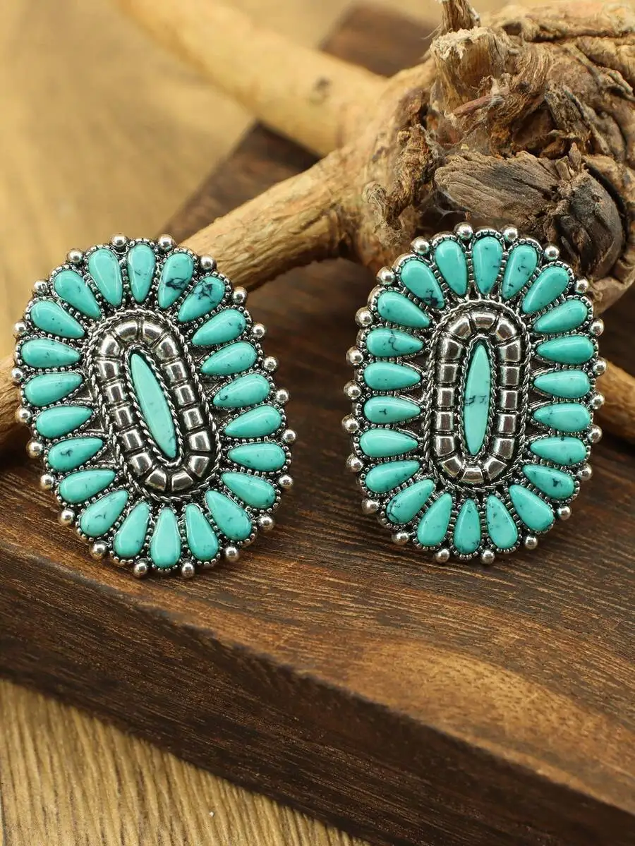 Bohemian Vintage Women's Turquoise Orange Earrings