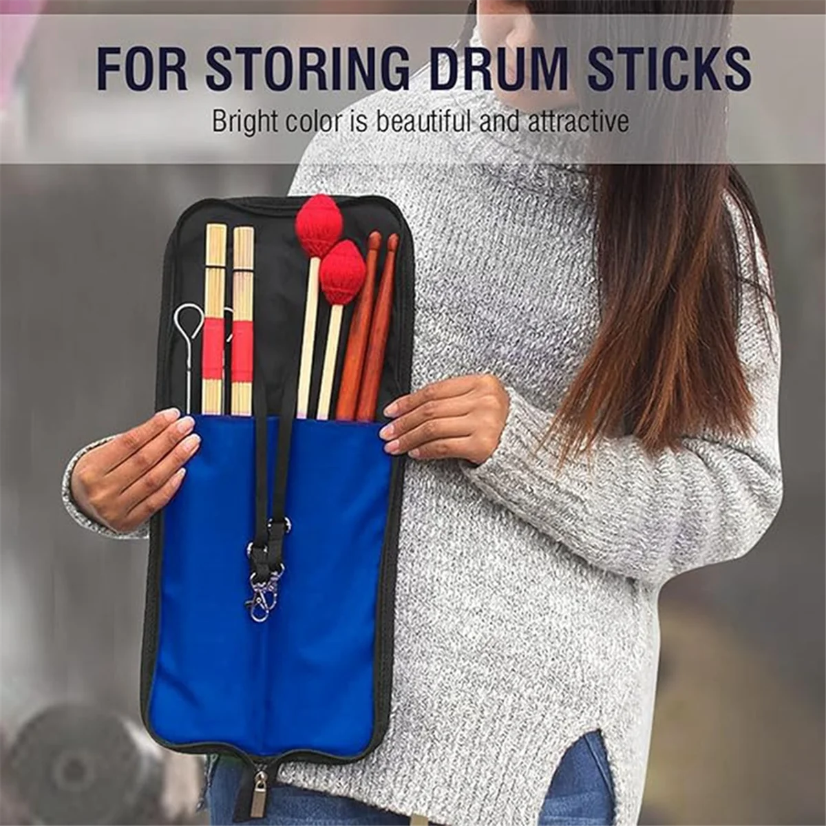 B Drum Stick Case, Stick Bag, Drumsticks Bag, Percussion Stick Bag, Mallets Hanging Bag, Drumstick Handbag with Handle-ABJQ