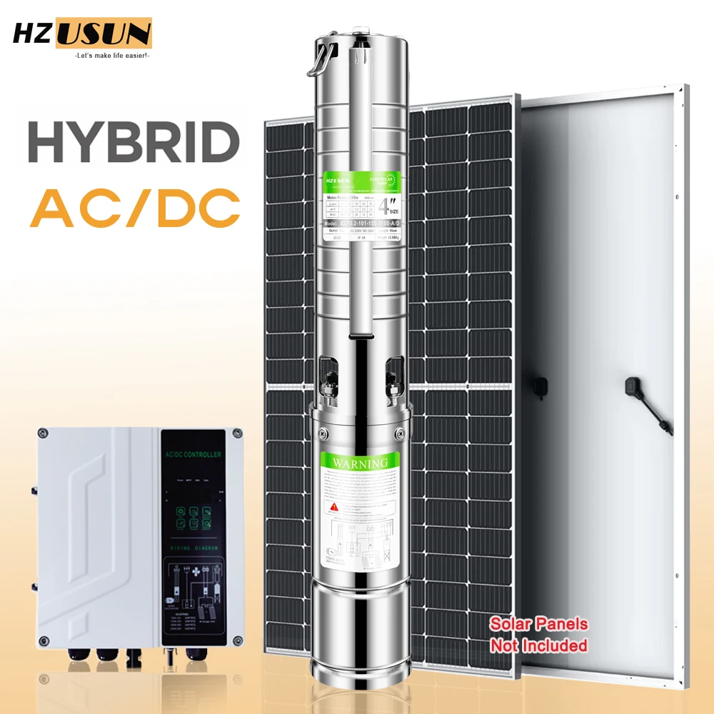 

3HP DC AC 5500LPH Высокий подъем 80M Солнечный скважинный водяной насос Цена S/S Крыльчатка Гибридный сельскохозяйственный набор солнечных центробежных насосов
