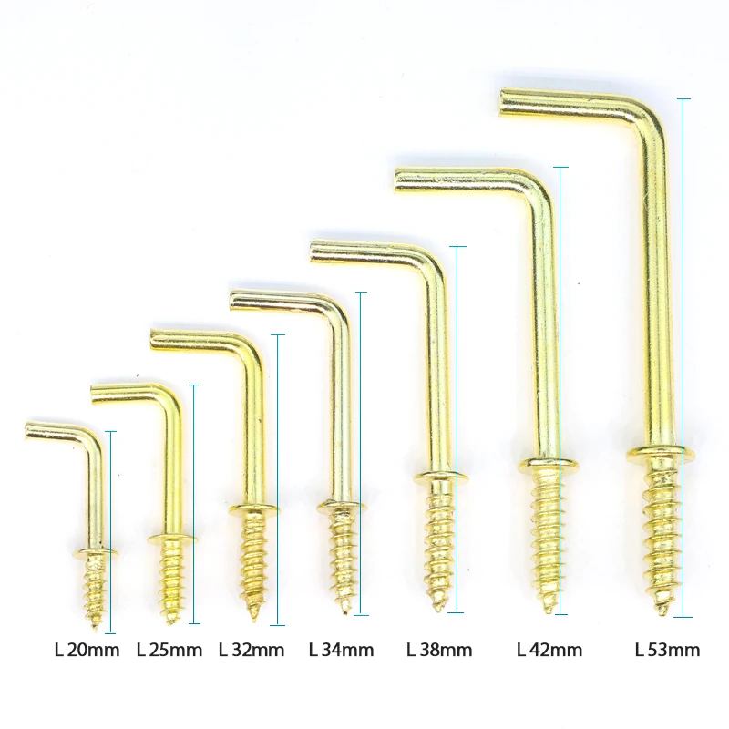 L-Shaped Right Angle Screw Hook Copper Plated 1/2\