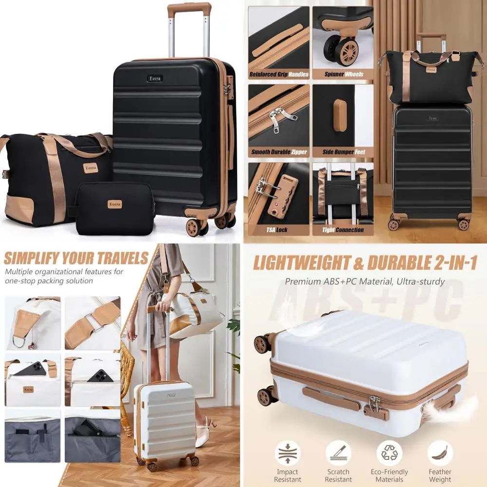 

"3-piece lightweight spinner luggage set with tsa lock for travel"