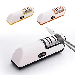 Stainless Steel Electric Knife Sharpener, Fast Sharpening and Polishing, Metal Dust Collection Box