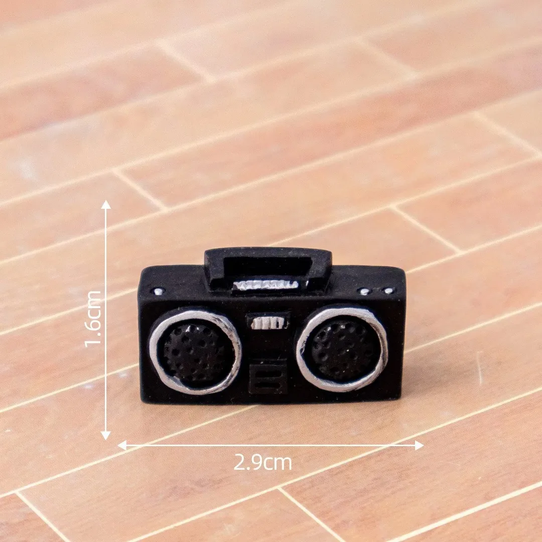 10 pçs mini diy resina retro preto rádio telefone 3d esculturas estatuetas decoração do quarto estátuas jóias figuras decorativas em miniatura