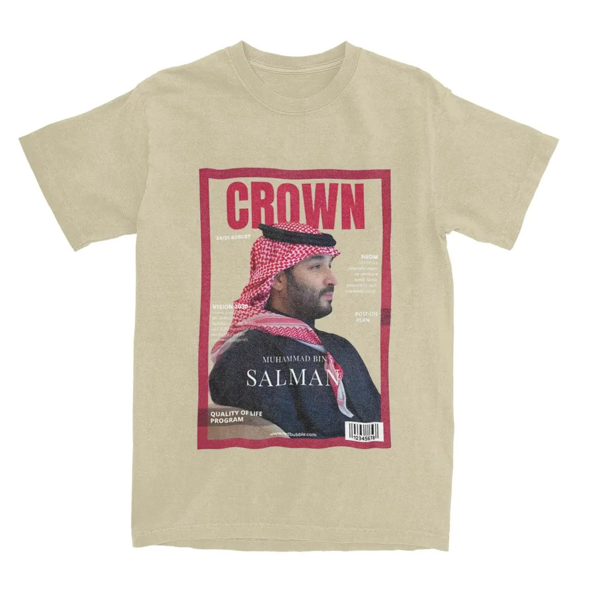 الصيف جولة الرقبة أزياء نمط زائد حجم الملابس تاج الأمير MBS تي شيرت للرجال المملكة العربية السعودية متعة القطن تي شيرت