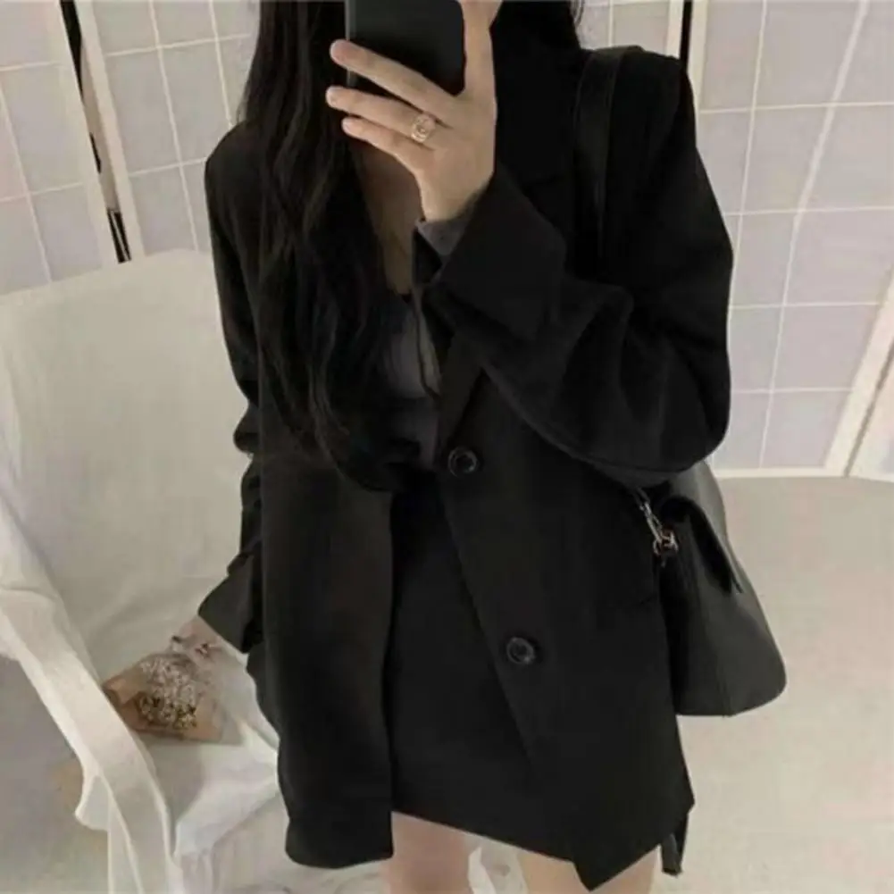 Loose Fit Business Outwear Breathable Women Suit Coat Elegant Lapel Suit Coat for Women with Single Breasted Design Lightweight