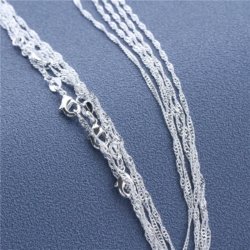 5pcs/Pack 16-30inch 925 Silver Water-Wave Necklace for Women Jewelry Pendant Accessories Wholesale