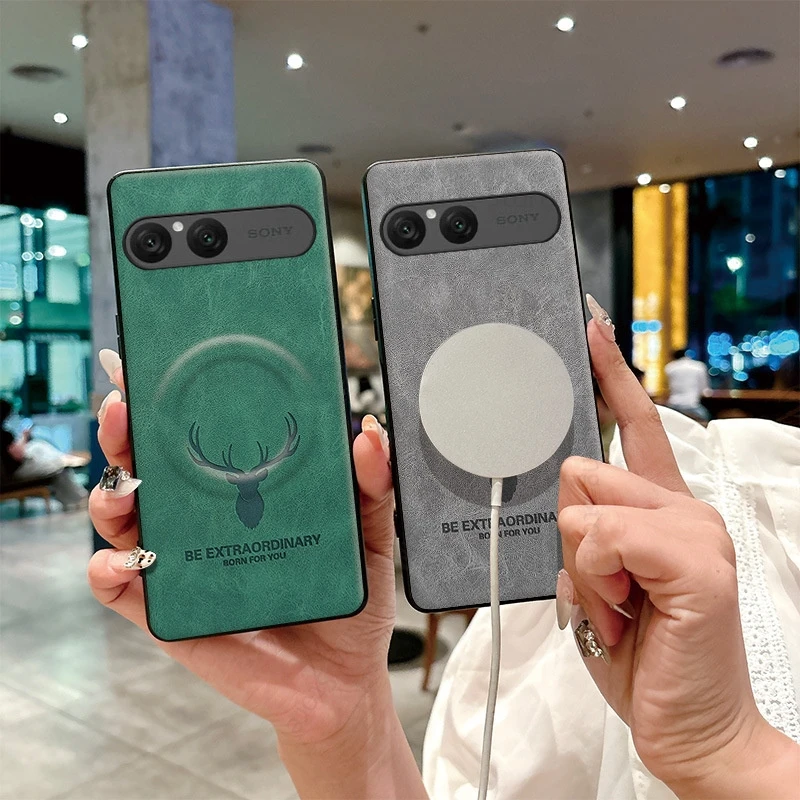 Para Sony Xperia 10 VII 3D dibujos animados alce cabeza de ciervo Funda de cuero magnética Xperia 10 VI 10IV funda de cargador inalámbrico Xperia 10 III 10V