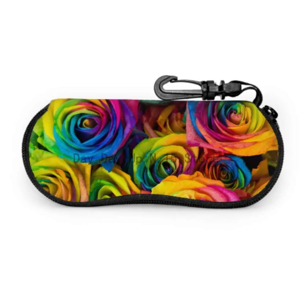 

Colorful Rainbow Rose Flower Best Sunglass Case Kids Sunglass Case Light Portable Neoprene Zipper Soft Case Multi Sunglass...