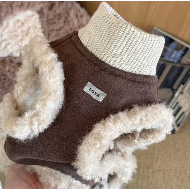 Warmer Winter-Hundemantel für kleine Hunde, Pufferjacke für Teddy, Bichon, Pommersche, Schnauzer, Plüsch, dicke Haustierkleidung mit Gurtloch – Detail 4