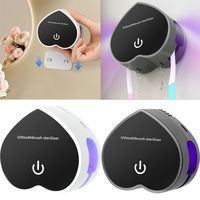 Wall Mounted Sanitizing Toothbrush Holder 2 Brush Slots Portable Smart UV Toothbrush Sterilizer Disinfection Self-Draining