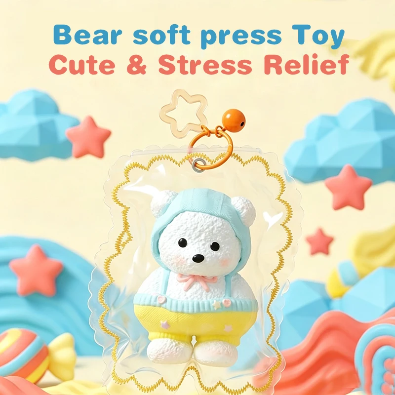 Cute Bears Fidget Soft Press Squeezes Toy Handmade Slow Rebound Sensory Stress Relief Toys for Backpack Charm Creative Xmas Gift
