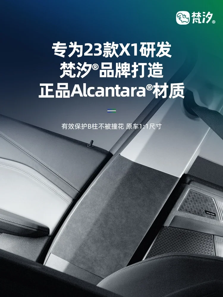 For BMW X1 2023 Alcantara B-pillar Anti-collision Protection Sticker