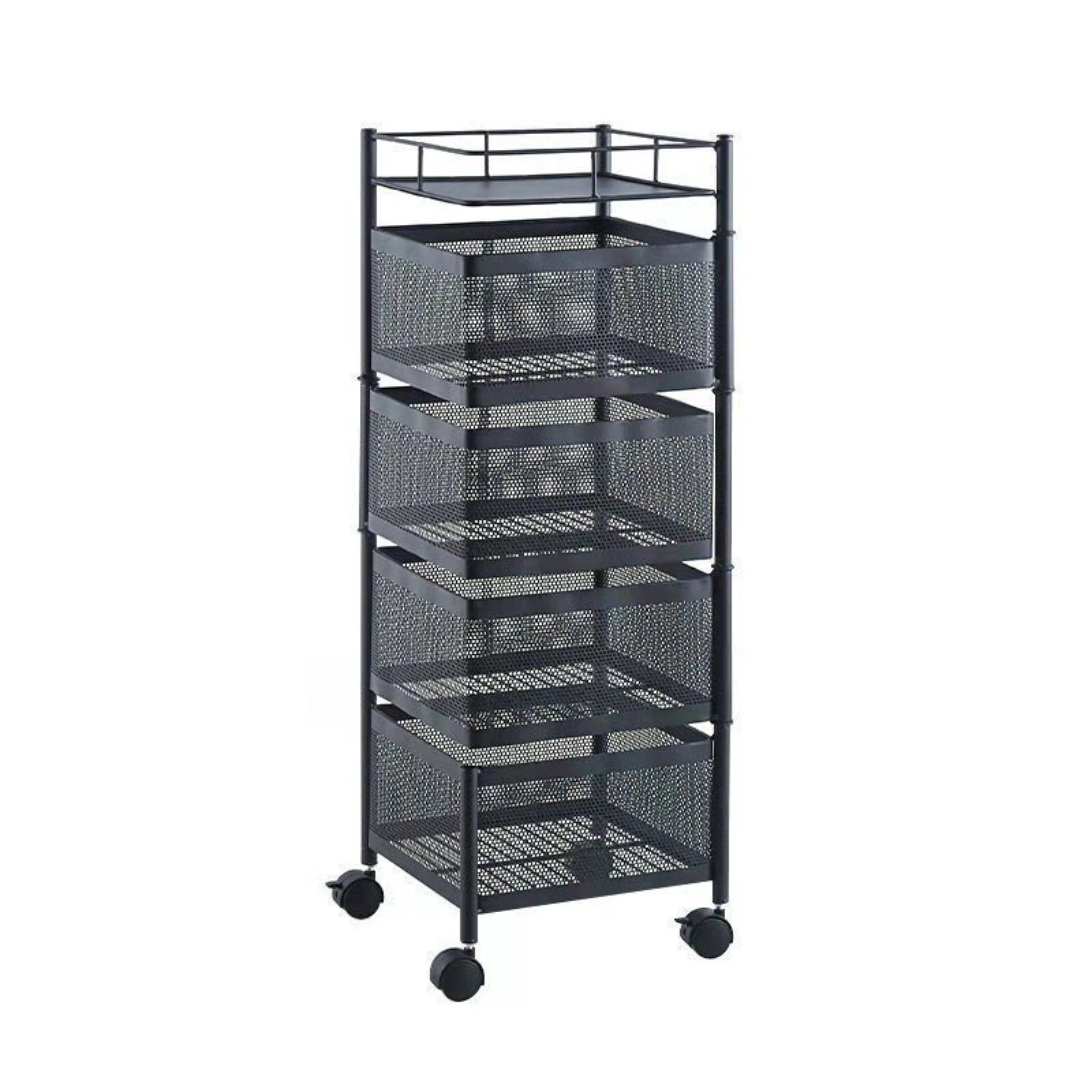 Kitchen vegetable rack multi-layer floor round rotatable vegetable basket fruit corner drain sink with pulley