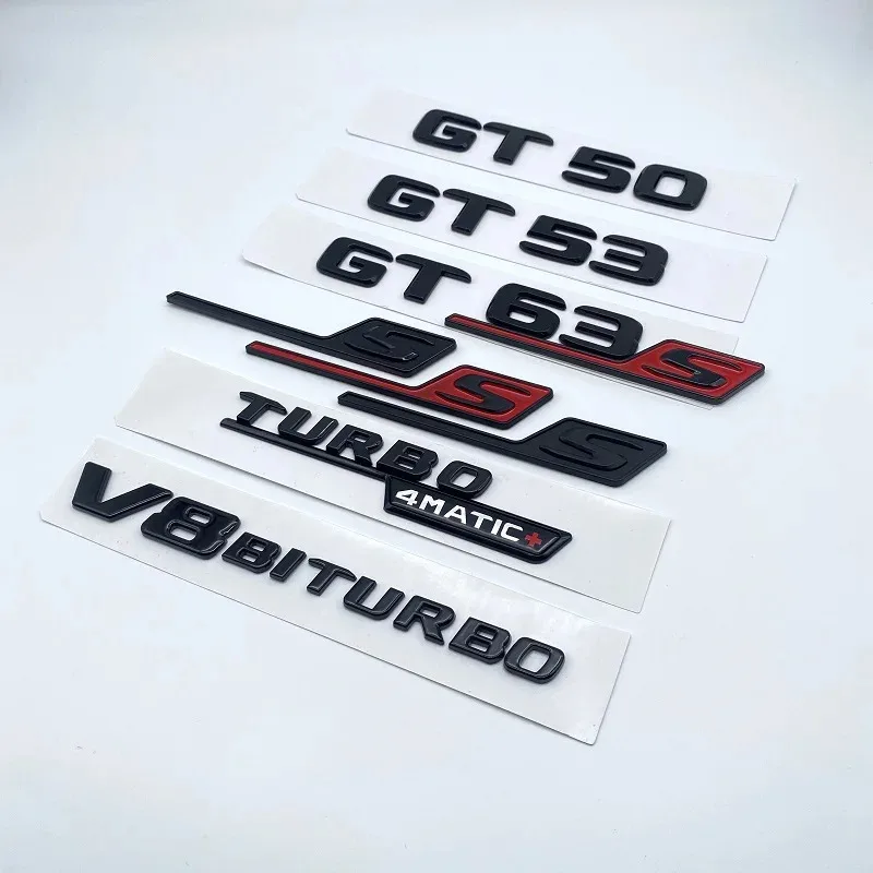 Flat Letters GT50 GT53 GT63 GT63S V8 Biturbo 4matic+ ABS Emblem for Mercedes Benz C190 X290 Car Side Trunk Sticker Accessories