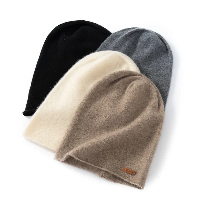 

Women's Luxury Soft Cashmere Blend Beanie Hat Versatile Autumn Winter Simple Style Small Tag 54-59cm