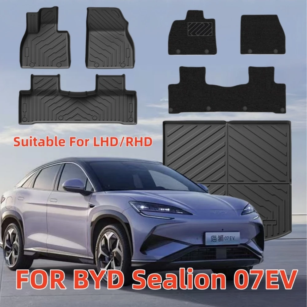 

For BYD Sealion 07 EV 2025 2025 2026 Car Floor Mats & Cargo Liner Trunk Pad, TPE 3D Seat Back Cushion Suitable For LHD&RHD