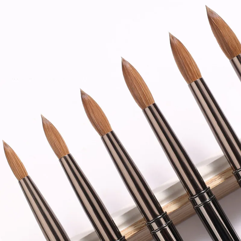 8#-18# Stainless Steel Handle Kolinsky Sable Nail Art Brush Acrylic UV Gel Extension Pen Nail Polish Painting Drawing Brush