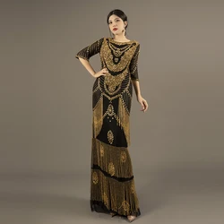 Private Custom Luxury Evening Dress Heavy Hand Golden Beaded Tassels Party Dresses For Saudi Boutique Formal Occasions L8