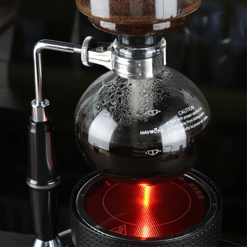 Home Kitchen Pour Over Heat Resistant Glass Syphon Coffee Maker 3/5 Cups Siphon Coffee Maker