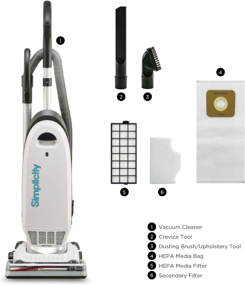 Allergy Bagged Vacuum Cleaner for Carpet and Hardwood,Multi Surface Upright Vacuum Cleaner W/ Certified HEPA Vacuum, Pet Vacuum