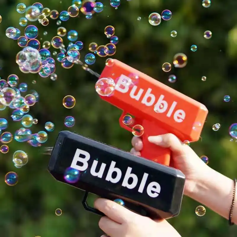 New Electric Bubble Machine Black Outdoor toy Bubble Gun Children Automatic Bubble Blowing Toys Gun Fan Combo Function