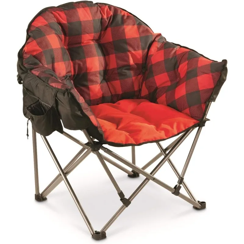 

Camping Chair, Oversized, Portable, Folding with Padded Seats, 500-lb. Capacity Red Plaid