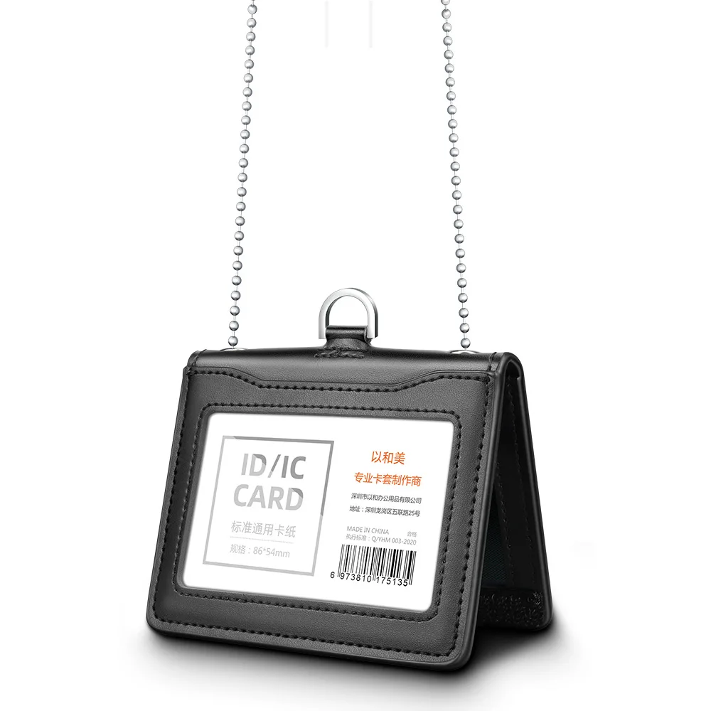 

Real Leather ID Badge Holder Lanyard for Airport Ground Staff Employee Work Card Case Personalized Name Tag Cover Neck Strap