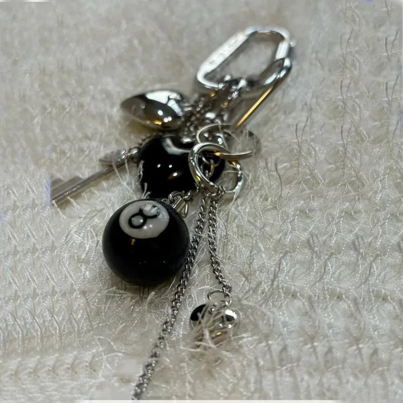 Punk Cluttered Dice Key Shape Bag Pendant Retro Handmade Heart Y2k Keychain Billiard Mashup Trendy Jewelry For Bagpack Gifts